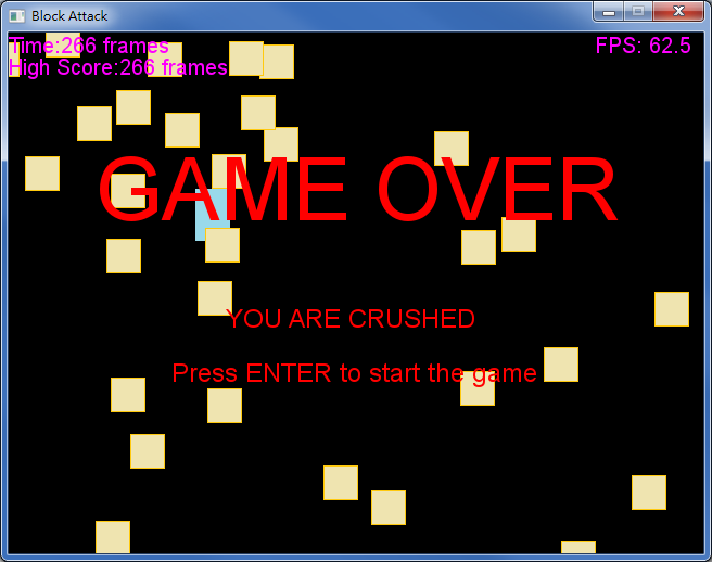 Game over if the player is crushed by 2 or more blocks.