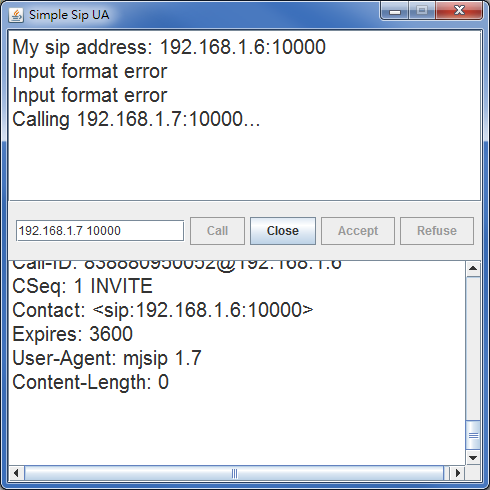 A sip user agent written in Java Swing and MjSip